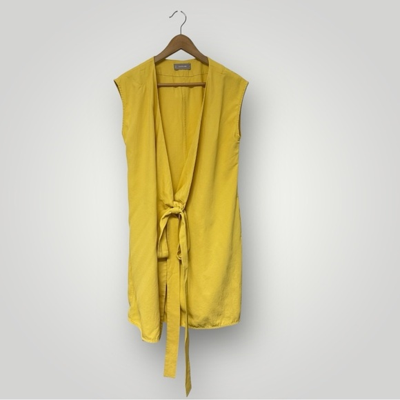 Everlane Women's Yellow The Japanese GoWeave Short-Sleeve Mini Wrap Dress SZ 0 - Picture 2 of 8